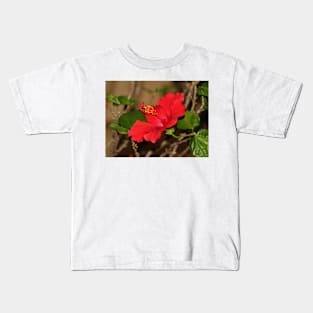 Red Hibiscus Flower Kids T-Shirt